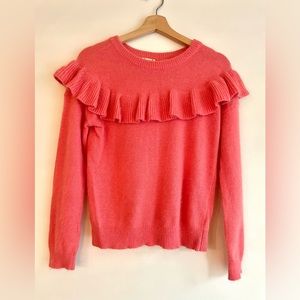Coral ruffle detail sweater